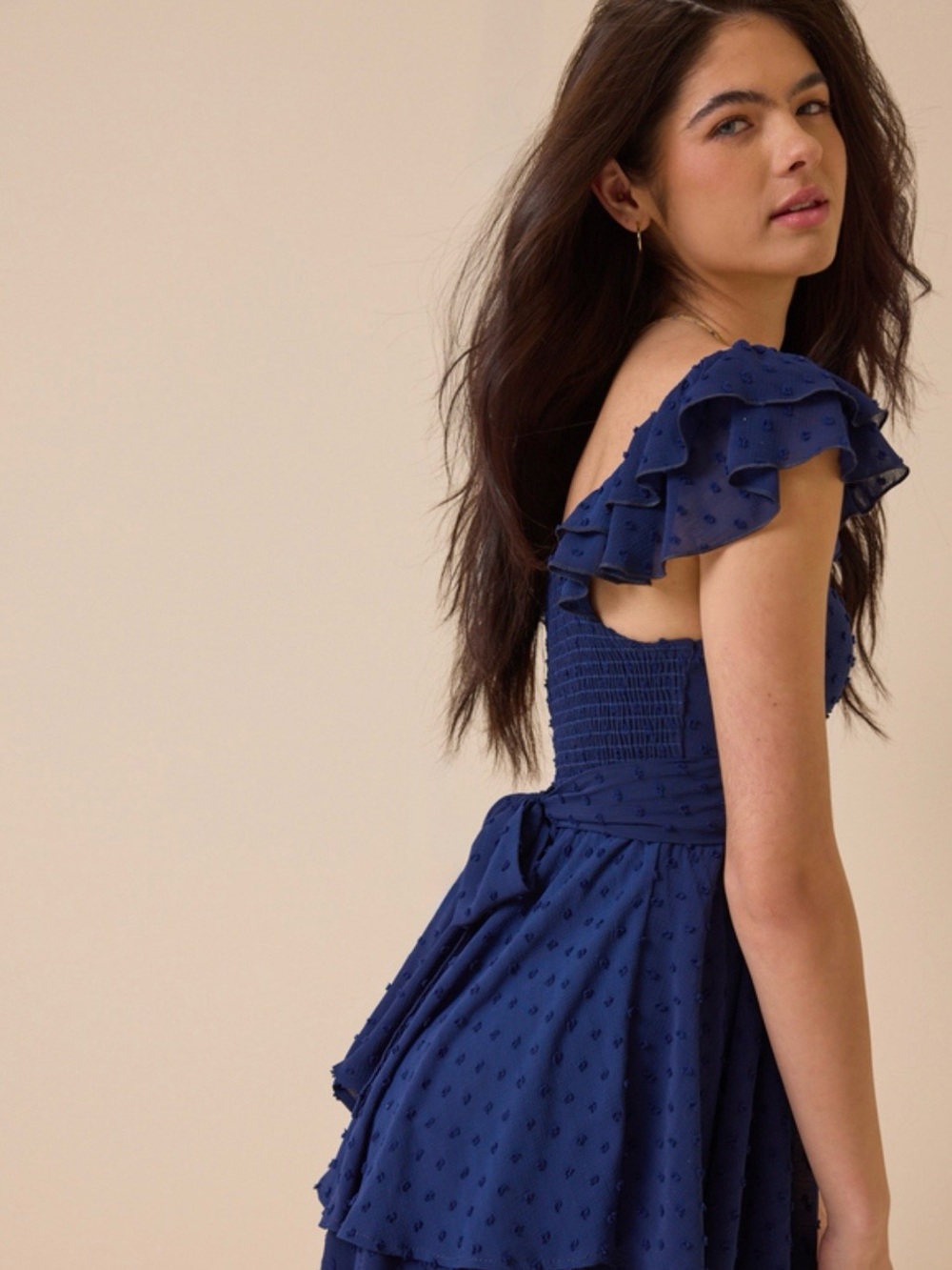 🆕#309~Altar'd State Rowan Double Layer Romper in Navy Blue, Lg - Picture 3 of 13